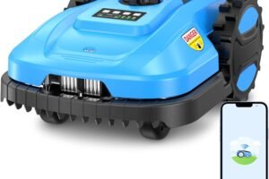 Robot Lawn Mower 1/4 Acre 20V 4.0 Ah Battery Powered, Robotic Lawn Mower with APP Control, Automatic Self Charging, Rain Sensor, Cut to Edge