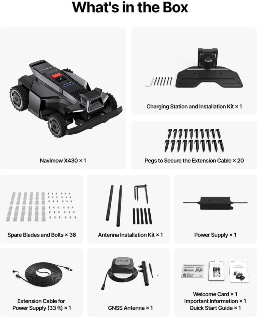 Segway Navimow X430 Robot Lawn Mower Wire Free, for up to Acre, 4WD for 84% Slopes, Zero-Turn for Damage-Free Mowing, ORV-Tuned Lawnmower, MowMentum with × 180W Motors, 0.75–4 in Cutting Height