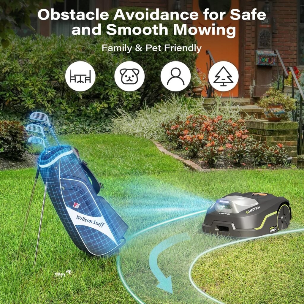 SUNTEK RTK Robot Lawn Mower, Perimeter Wire Free RTK+Vision Robotic Lawnmower for/3 Acres Lawn, Auto Mapping, APP Control, Multi-Zone Management, 35% Slope, Cutting Height 1.2~2.4