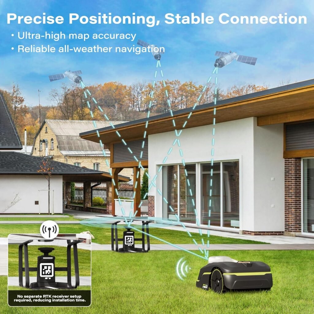 SUNTEK RTK Robot Lawn Mower, Perimeter Wire Free RTK+Vision Robotic Lawnmower for/3 Acres Lawn, Auto Mapping, APP Control, Multi-Zone Management, 35% Slope, Cutting Height 1.2~2.4