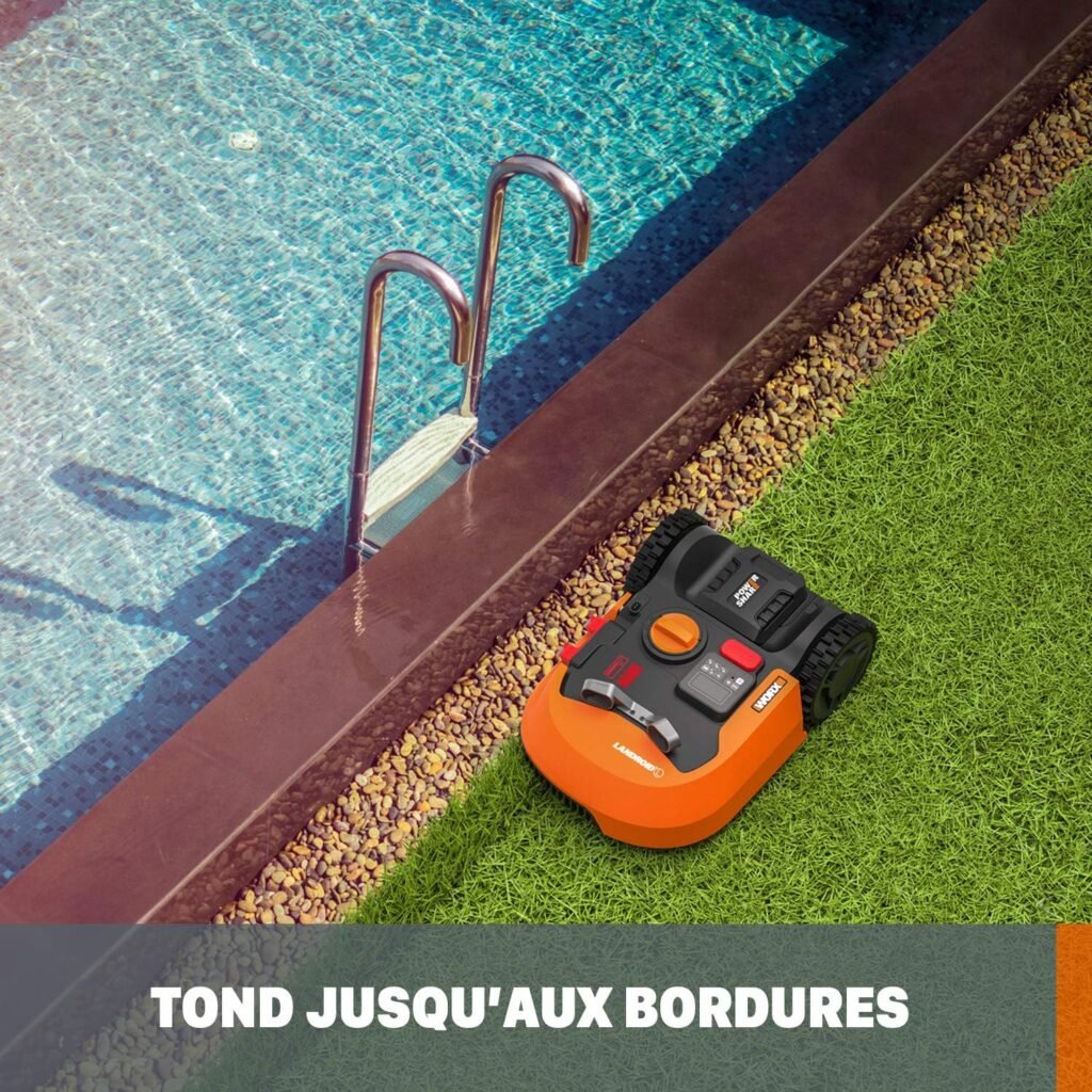 WORX Landroid L WR155E Robotic Lawnmower for Large Gardens/Self-Propelled Lawnmower for Clean Lawn Cutting in No Time at All, Orange, m2