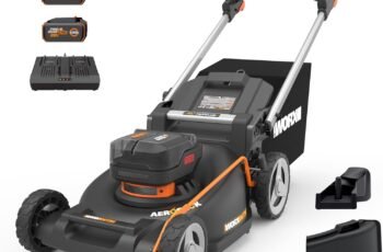 WORX Nitro 21″ Cordless Lawn Mower, Electric Mower with Variable Speed, Self-propelled Lawn Mower with Aerodeck & Intellicut, 2 × 5.0 Ah Batteries & Charger Included, WG760