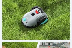 YARDCARE V100 Robot Lawn Mower with HD Vision Navigation, Smart Obstacle Detection, Collision Sensors, Adjustable Cutting Height, Low-Noise Operation—Perfect for Small Lawns up to 1,600 sq ft.