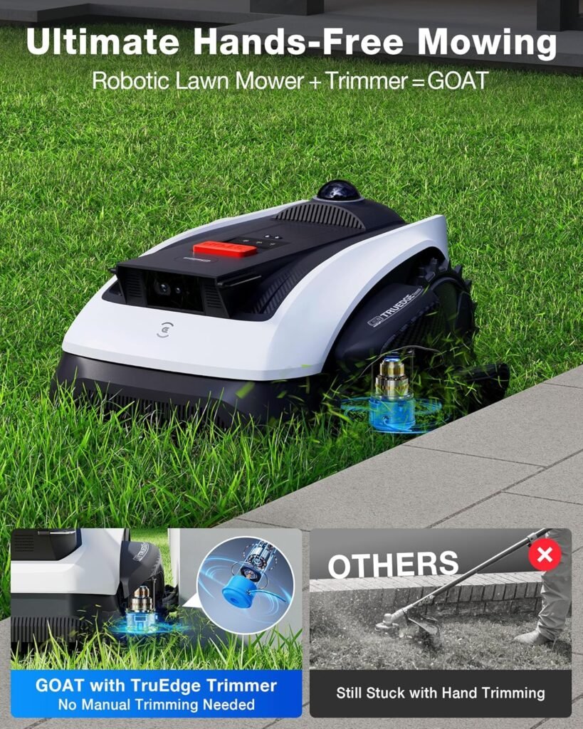 ECOVACS Goat O1000 LiDAR PRO Robot Lawn Mower, Wire-Free Mapping with LiDAR Navigation, AI Obstacle Avoidance, Smart Edge Mowing, App Control, for Lawns Up to/4 Acre