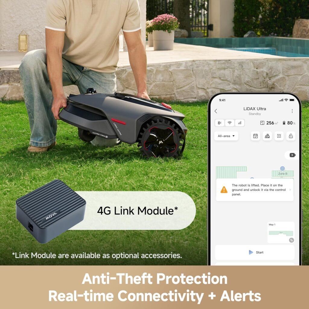MOVA LiDAX Ultra Robot Lawn Mower Wire Free for/4 Acre, RTK-Free+360° 3D LiDAR+AI Vision Auto Mapping, Zero-Edge Cutting, Cutting Height 1.2-3.9, 45% Slope, Up to Managed Zones Dual Maps MOVA LiDAX Ultra Robot Lawn Mower Wire Free for/4 Acre, RTK-Free+360° 3D LiDAR+AI Vision Auto Mapping, Zero-Edge Cutting, Cutting Height 1.2-3.9, 45% Slope, Up to Managed Zones Dual Maps