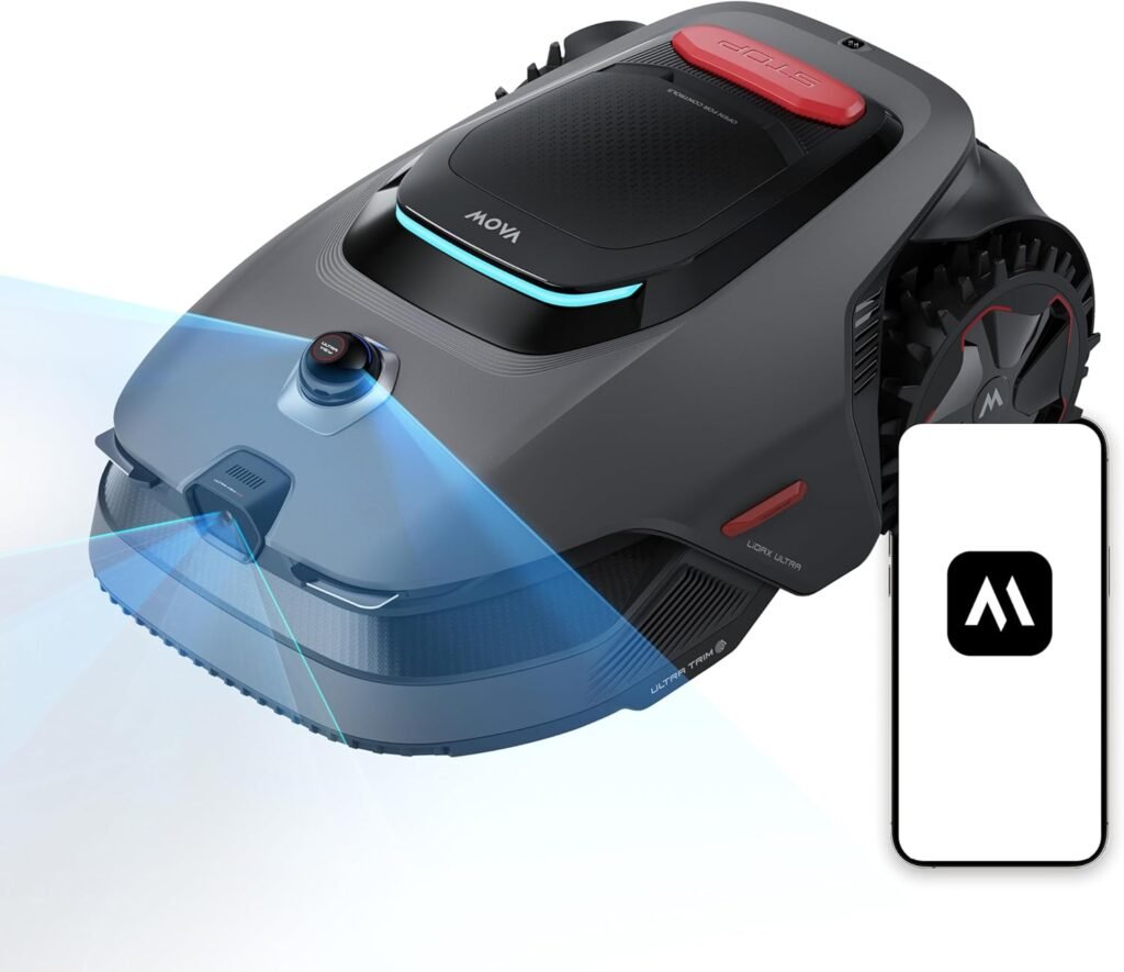 MOVA LiDAX Ultra Robot Lawn Mower with 4G for 0.5 Acre, No Wire No RTK+360° 3D LiDAR+AI Vision Auto Mapping, Zero-Edge Cutting, Cut Height 1.2-3.9, 45% Slope, Mowing Zones, Anti-Theft