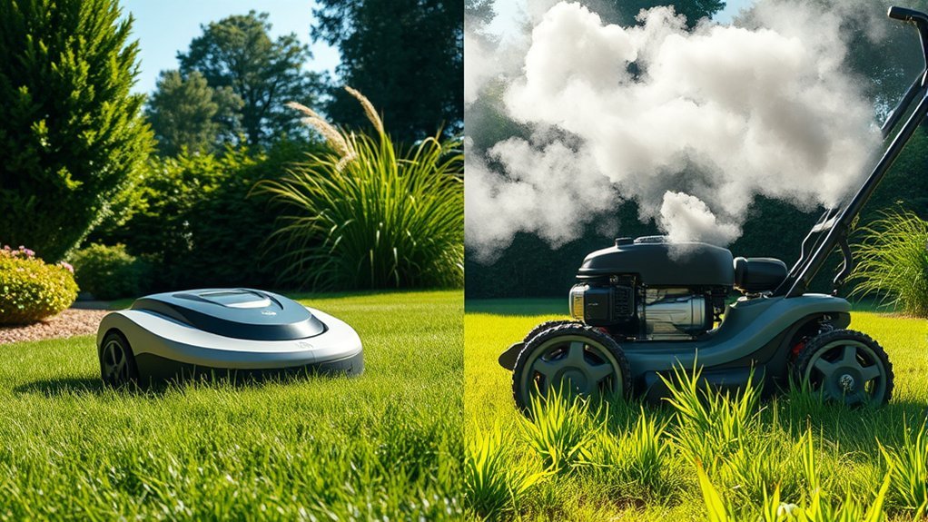 pollution and noise from petrol mowers