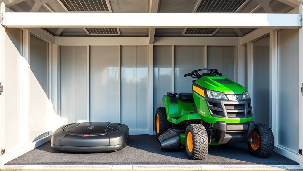 protective storage for mowers