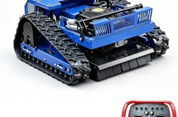 Remote Control Lawn Mower, Small Petrol 7.5HP Tracked All Terrain Weed Whacker for Garden, Lawn and Farm Complex Terrain Slopes