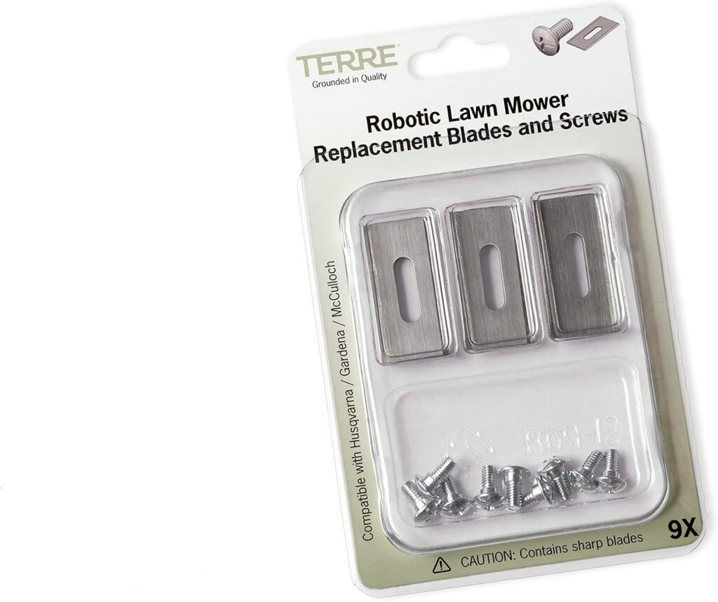 Terre Products, Pack, Robotic Lawn Mower Replacement Blades, Compatible with Husqvarna Automower, Gardena Sileno, McCulloch ROB S Series, and More Terre Products, Pack, Robotic Lawn Mower Replacement Blades, Compatible with Husqvarna Automower, Gardena Sileno, McCulloch ROB S Series, and More