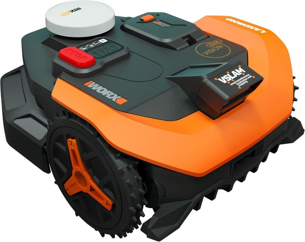 WORX Landroid Vision Cloud Robot Lawn Mower, No Perimeter Wire Robot Mower for/2 Acre, AI Obstacle Avoidance + RTK Cloud Navigation, 30% Slope, Auto Mapping, App Control, WR320 WORX Landroid Vision Cloud Robot Lawn Mower, No Perimeter Wire Robot Mower for/2 Acre, AI Obstacle Avoidance + RTK Cloud Navigation, 30% Slope, Auto Mapping, App Control, WR320