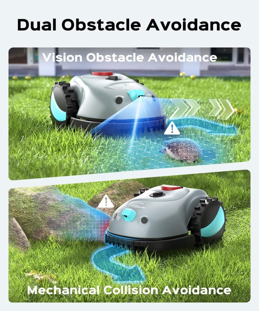 YARDCARE V100 Robotic Lawn Mower – Visual Navigation  Smart Obstacle Avoidance, Adjustable Cutting Height 0.8–2.4 in, Low-Noise Auto Mowing for Small Lawns up to 1,600 sq ft