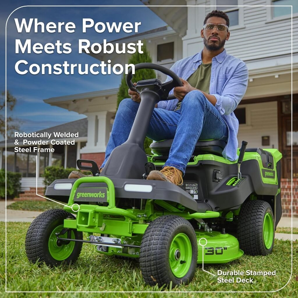 Greenworks 80V Cordless Riding Lawn Tractor, (4) 6.0Ah Batteries and 600W Charger
