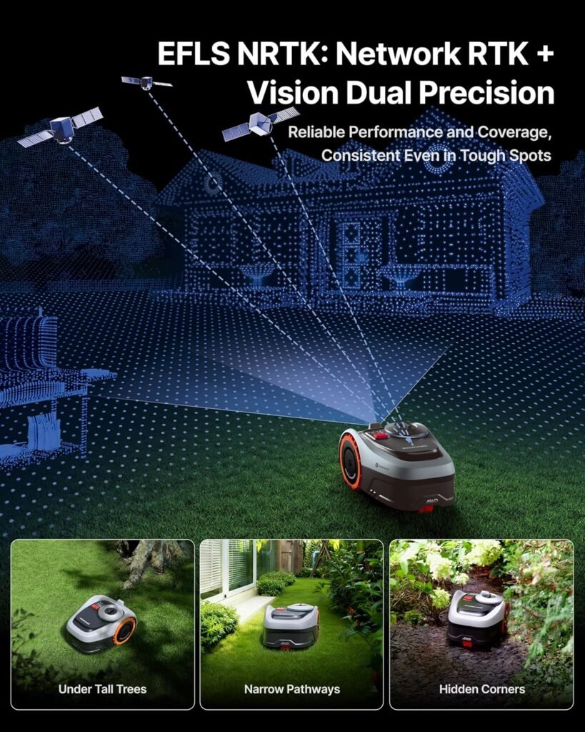 Segway Navimow i210 AWD Robot Lawn Mower Wire Free with Garage S, All-Wheel Drive for 45% Slopes, EFLS NRTK + Vision Auto Mapping, Covers/4 Acre (Garage Shipped Separately)
