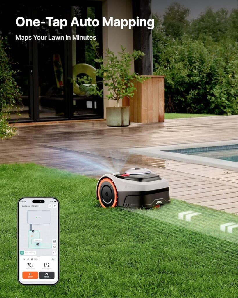 Segway Navimow i210 AWD Robot Lawn Mower Wire Free with Garage S, All-Wheel Drive for 45% Slopes, EFLS NRTK + Vision Auto Mapping, Covers/4 Acre (Garage Shipped Separately)