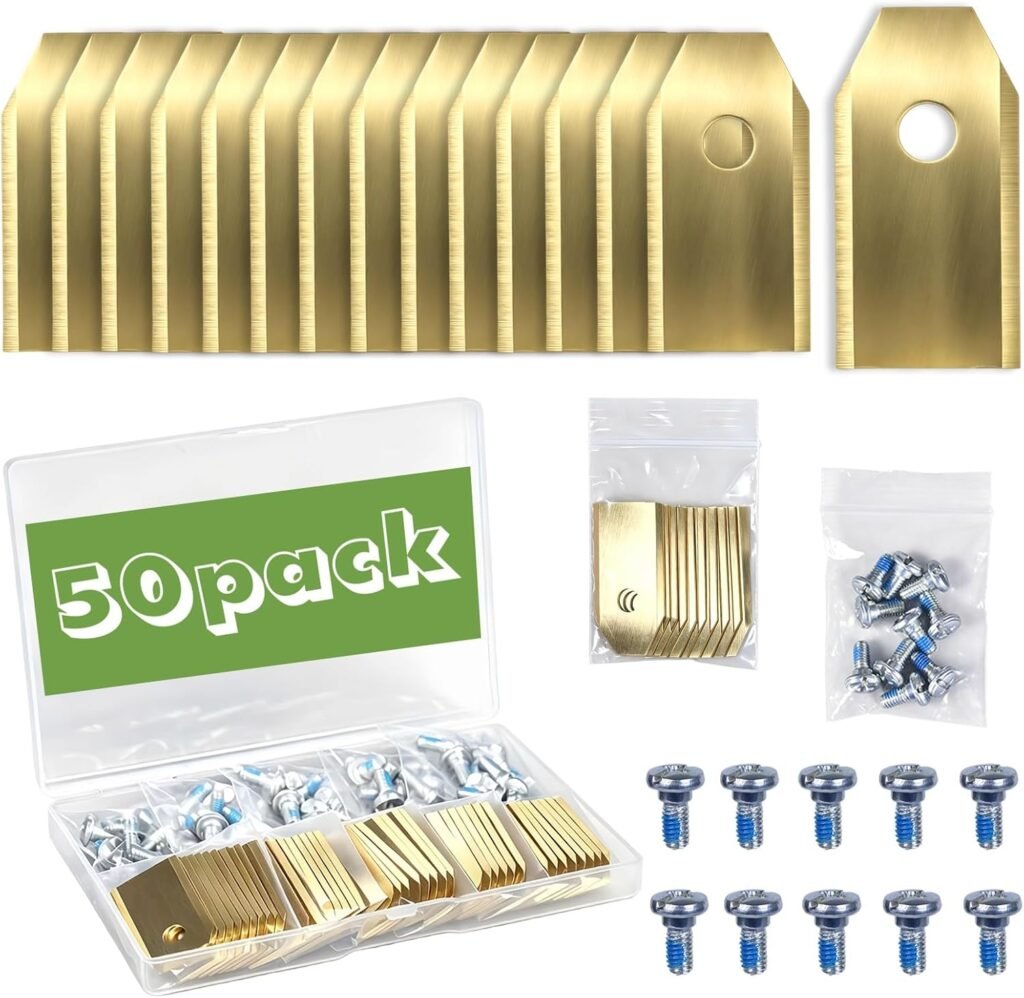 50-Pack Replacement Robot Mower Blades with Threadlocker, Titanium Coating 50-Pack Replacement Robot Mower Blades with Threadlocker, Titanium Coating