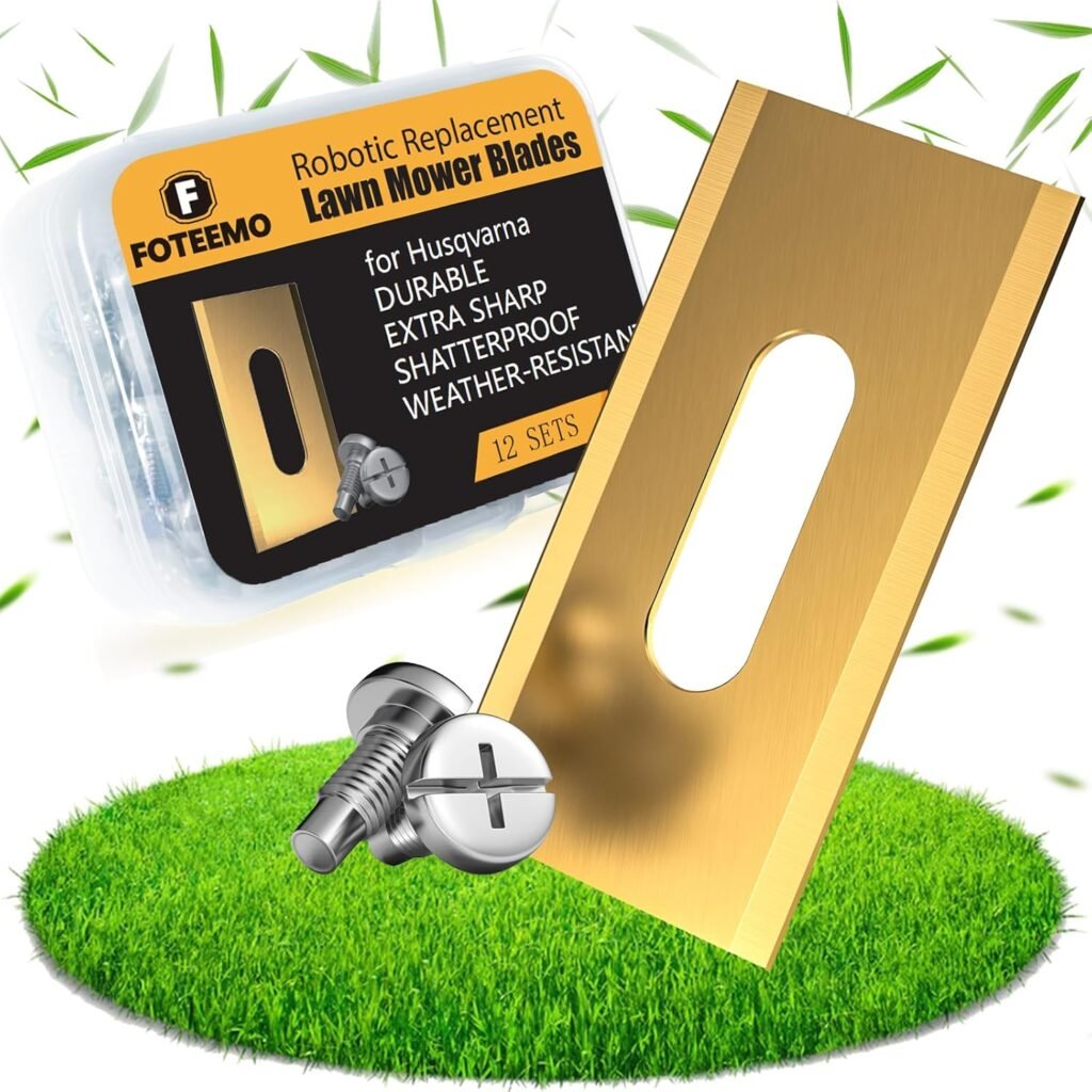 Robot Mower Blades Compatible with Husqvarna, Titanium Coated Lawn Mower Robot Blade Compatible with Gardena, Navimow, Robotic Lawnmower Replacement Blades, 24Pcs